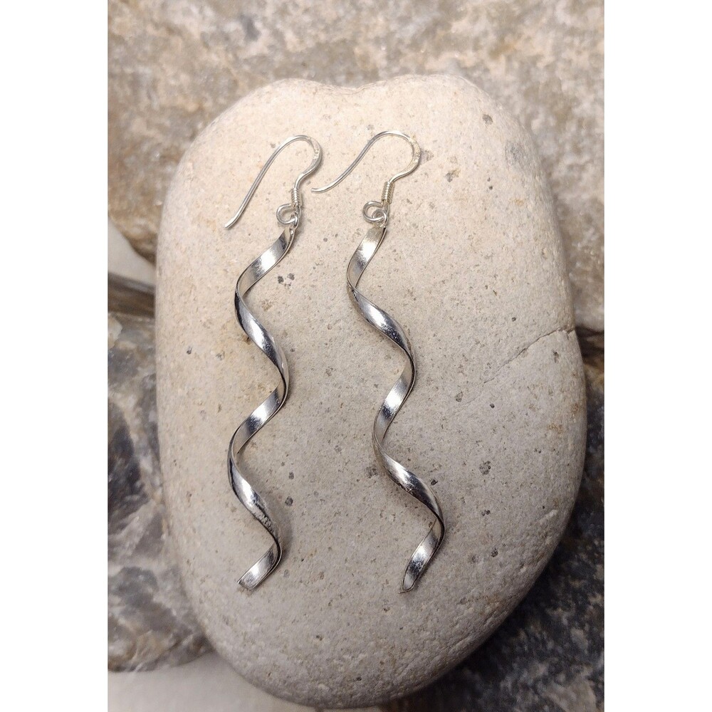 Vintage Sterling Silver Swirl Dangle Earrings